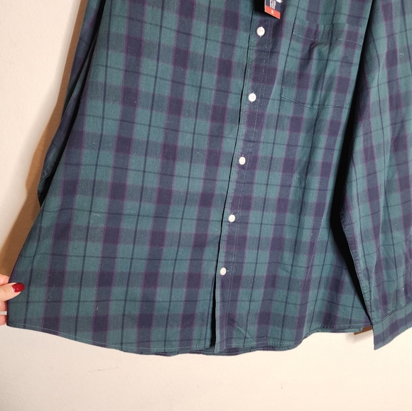NWT Gap Green Blue Purple Plaid Long Sleeve Button Down Shirt Size XL - Picture 12 of 15
